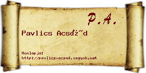 Pavlics Acsád névjegykártya
